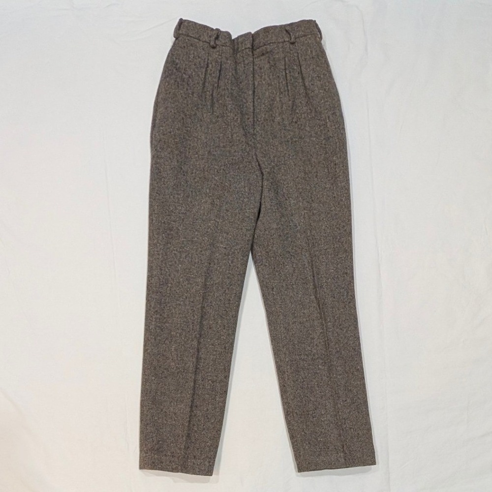 Vintage Woolrich Brown Tweed Wool Blend Pleated Trousers Made in USA Mens 28x30